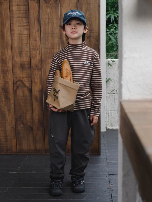 05110707┃猿寶家秋冬〃1340山系經典條紋德絨長袖T┃110-170 童裝高領上衣、條紋打底衫、山系童裝、秋冬內搭、男童上衣、女童上衣、韓版童裝、保暖內搭、親膚長袖