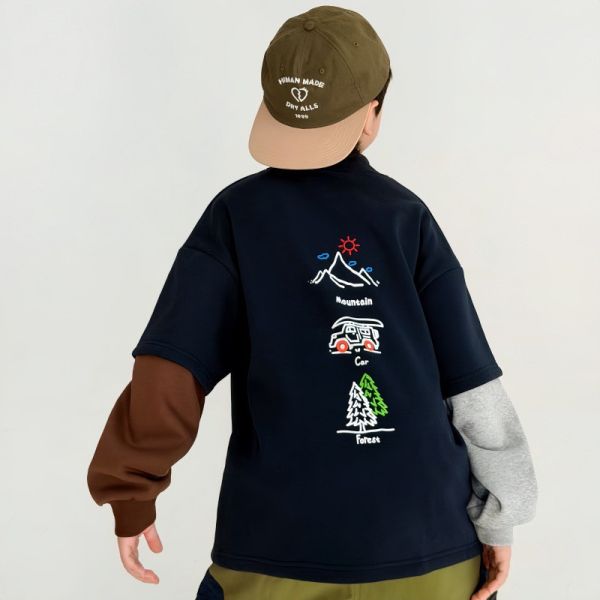 05121111｜CTX家秋冬〃2596撞色半高領加絨露營T｜110-165 撞色衛衣, 童裝衛衣, 加絨上衣, 內刷毛上衣, 男童衛衣, 女童衛衣, 寬鬆衛衣, 保暖衛衣, 秋冬上衣, CAMPING衛衣