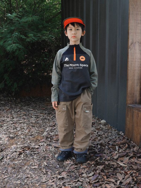 05110705┃猿寶家秋冬〃1338山系撞色半開領上衣┃110-170 童裝上衣、抓絨上衣、半高領童裝、男童秋冬上衣、山系童裝、拼色長袖、運動風童裝、保暖內搭、韓版童裝