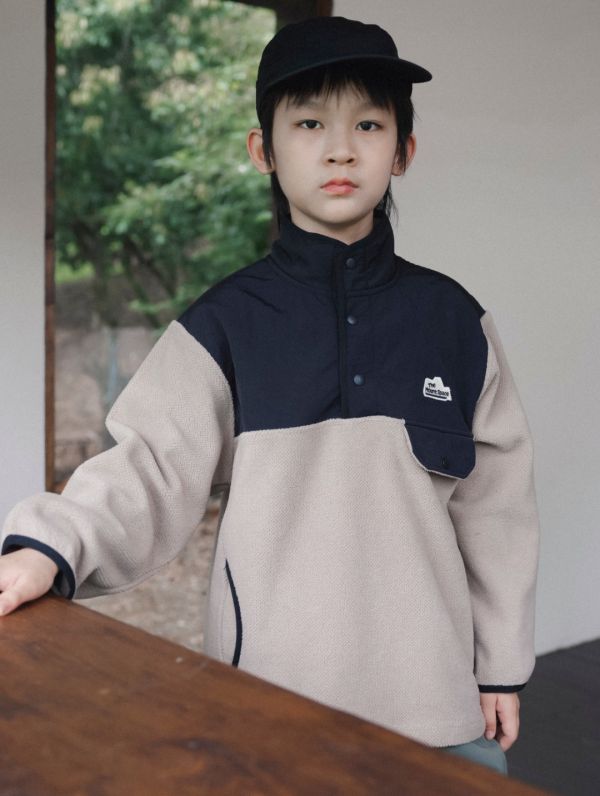 05121207｜猿寶秋冬〃8077撞色加絨立領上衣｜110-170 中大童上衣, 童裝刷毛上衣, 搖粒絨童裝, 立領童裝, 山系童裝, 戶外風童裝, 秋冬童裝, 保暖童裝, 半開襟上衣, 男童女童上衣