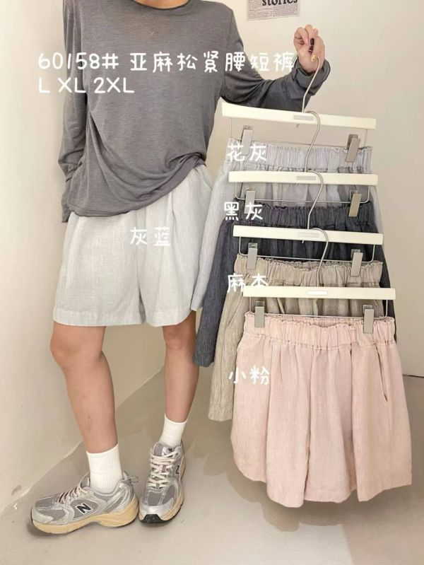 05060803┃大7家夏〃60158亞麻鬆緊腰短褲┃L-2XL┃250611結單 