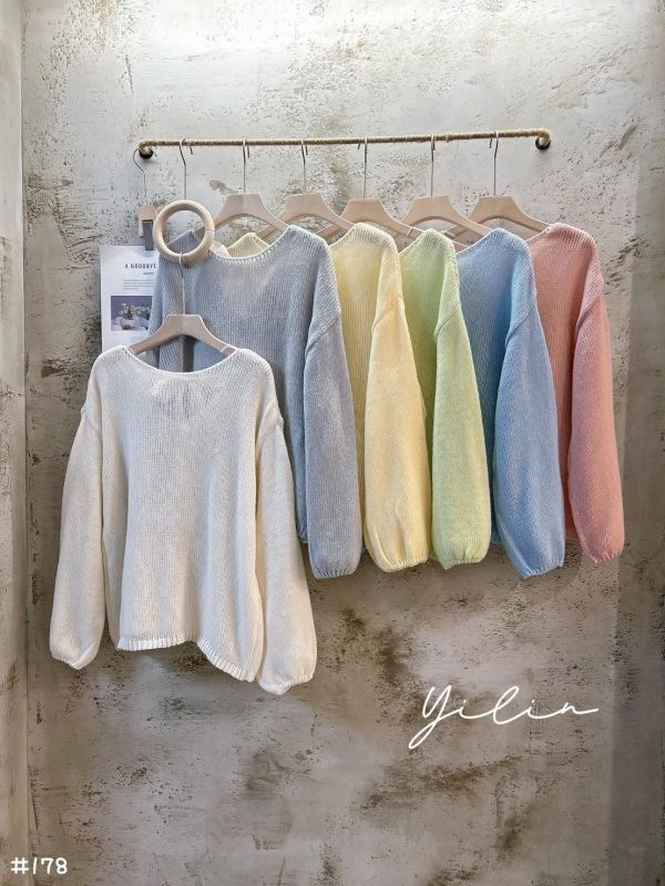 05110702┃秋冬〃178六色後綁帶針織衫 蝴蝶結上衣、針織罩衫、糖果色上衣、薄針織衫、透氣針織、春夏針織上衣、韓版上衣、慵懶風上衣、甜美上衣