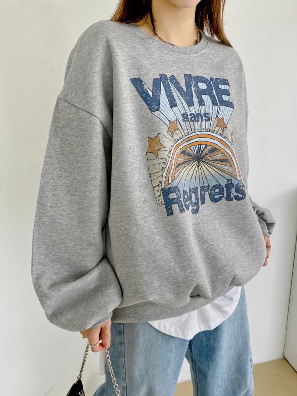 韓┃N9〃三色加絨VIVRE字母T┃F 韓系大學T, 女生加絨上衣, 法文字母衛衣, VIVRE SANS REGRETS, 寬鬆圓領T, 大陸製女裝, 韓系穿搭, 厚棉上衣, 女裝長袖T, 灰色大學T, 粉紫衛衣, 黑色上衣, 韓風上衣, 保暖衛衣, 秋冬上衣**