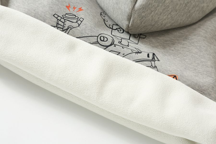 05110402┃TFYU秋冬〃機器人印花加絨連帽T┃100-170 童裝帽T, 厚刷毛上衣, 保暖連帽, 男童帽T, 女童帽T, 加厚帽T, 韓系童裝, 寬鬆帽T, 機器人圖案, 秋冬童裝