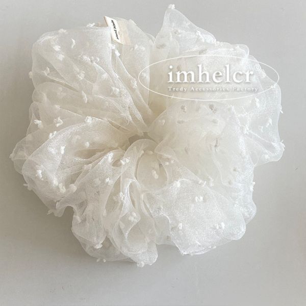 05110404┃秋冬〃兩色黑白網紗髮圈 大腸髮圈, 網紗髮圈, 波點髮圈, 韓系髮圈, 甜美髮飾, 氣質髮圈, 黑白髮圈, 公主風, 小香風, 髮飾配件