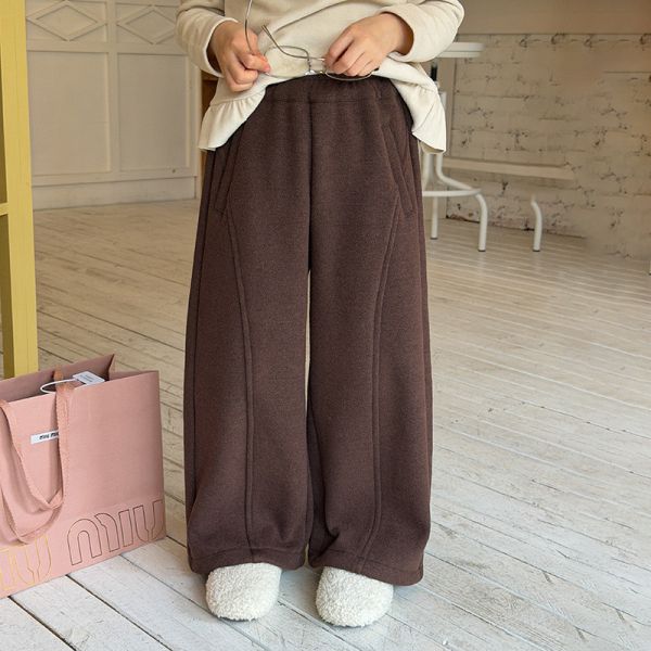 05121607｜小艾秋冬〃K062四色加絨拼接休閒毛呢褲｜90-170 加絨童褲、毛呢拼接褲、冬季保暖童裝、抗風童褲推薦、親膚加厚褲、90cm–170cm童裝、兒童鬆緊褲、冬季童裝褲款、多色童褲、舒適剪裁童褲