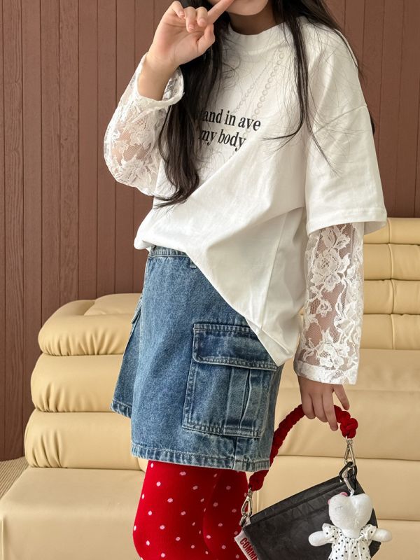 05080408┃小米秋〃片裙式牛仔短褲┃110-160┃250810結單 