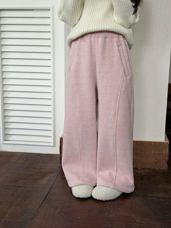 05121607｜小艾秋冬〃K062四色加絨拼接休閒毛呢褲｜90-170 加絨童褲、毛呢拼接褲、冬季保暖童裝、抗風童褲推薦、親膚加厚褲、90cm–170cm童裝、兒童鬆緊褲、冬季童裝褲款、多色童褲、舒適剪裁童褲