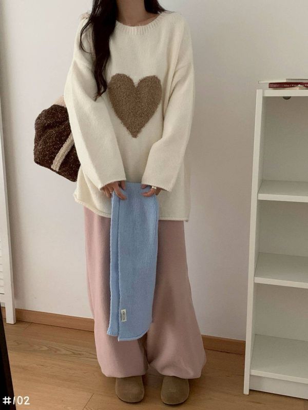 05110609┃秋冬〃102毛絨愛心針織毛衣 愛心毛衣、針織上衣、寬鬆毛衣、慵懶風毛線衫、韓版針織衫、甜美上衣、秋冬新款、氣質毛衣、柔軟毛衣