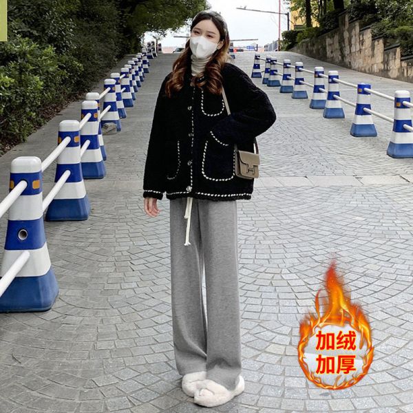 05121313｜秋冬〃加絨仿羊絨直筒褲｜F 仿羊絨長褲
抽繩鬆緊褲
親膚休閒褲
直筒顯瘦褲
居家外出兩用褲
百搭長褲
秋冬休閒褲
寬鬆長褲
日常通勤褲
懶人穿搭褲