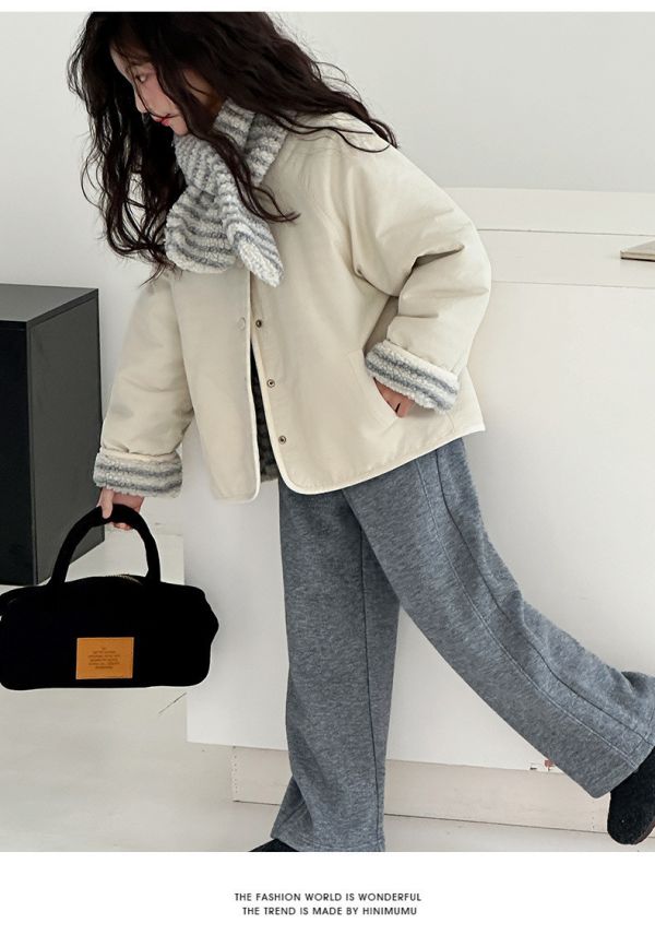 05110403┃秋冬〃條紋毛絨兩面穿外套圍巾┃120-170 羊羔絨外套, 雙面穿外套, 童裝外套, 保暖外套, 加厚外套, 韓系童裝, 冬季外套, 女童外套, 男童外套, 親子款外套