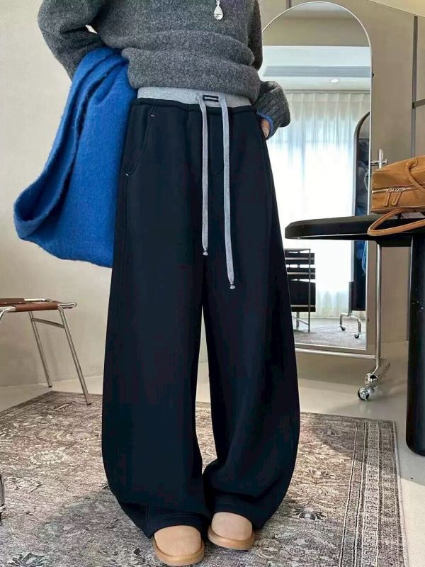 05120707｜秋冬〃26090雲感軟糯溫暖束腳抽繩休閒褲｜F 刷毛棉褲, 運動褲, 束口褲, 休閒長褲, 韓系長褲, 顯瘦褲, 保暖棉褲, 彈性腰褲, 女生褲子