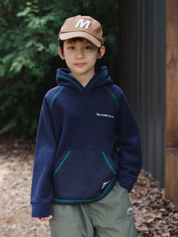 05110708┃猿寶家秋冬〃8083山系撞色車線抓絨連帽T┃110-170 童裝帽T、抓絨帽T、山系童裝、秋冬保暖上衣、男童帽T、女童衛衣、韓版童裝、戶外童裝、親膚刷毛