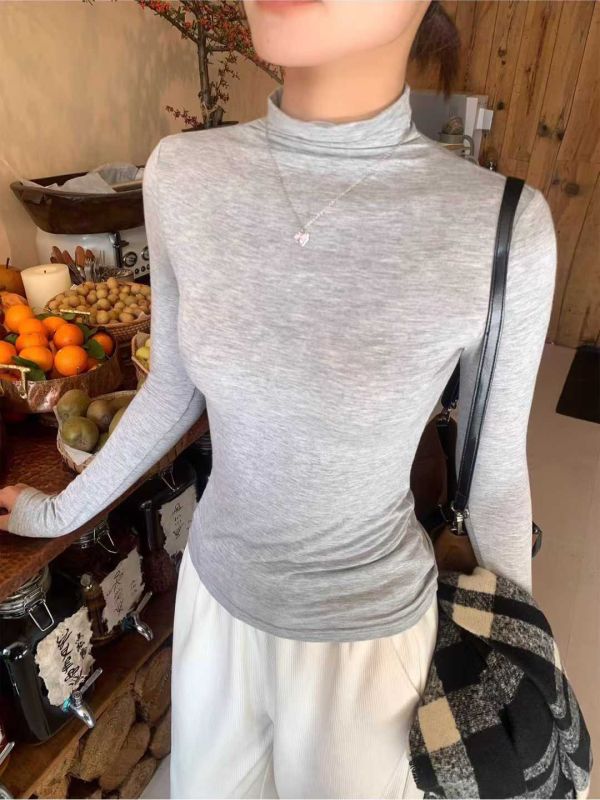 05112903｜优优家〃87832加絨半高領莫代爾內搭衫｜F 莫代爾打底衫
加絨上衣
半高領內搭
秋冬保暖上衣
高彈顯瘦打底
女裝內搭
素面長袖
發熱衣替代
薄絨內搭
多色打底