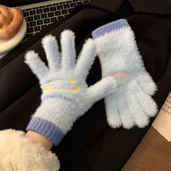 05111106┃冬〃六色仿貂毛笑臉手套┃F 笑臉手套, 毛毛手套, 可愛保暖手套, 露指手套, 韓系穿搭, 冬季配件, 大陸製女裝, 女生毛絨手套, 可滑手機手套, 絨毛保暖手套, 韓風可愛配件, 毛茸茸手套, 冬天必備手套, 溫暖手套, 可愛笑臉毛手套**