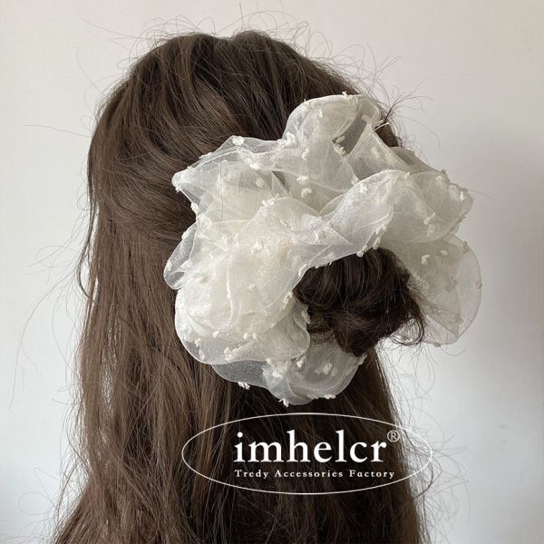 05110404┃秋冬〃兩色黑白網紗髮圈 大腸髮圈, 網紗髮圈, 波點髮圈, 韓系髮圈, 甜美髮飾, 氣質髮圈, 黑白髮圈, 公主風, 小香風, 髮飾配件