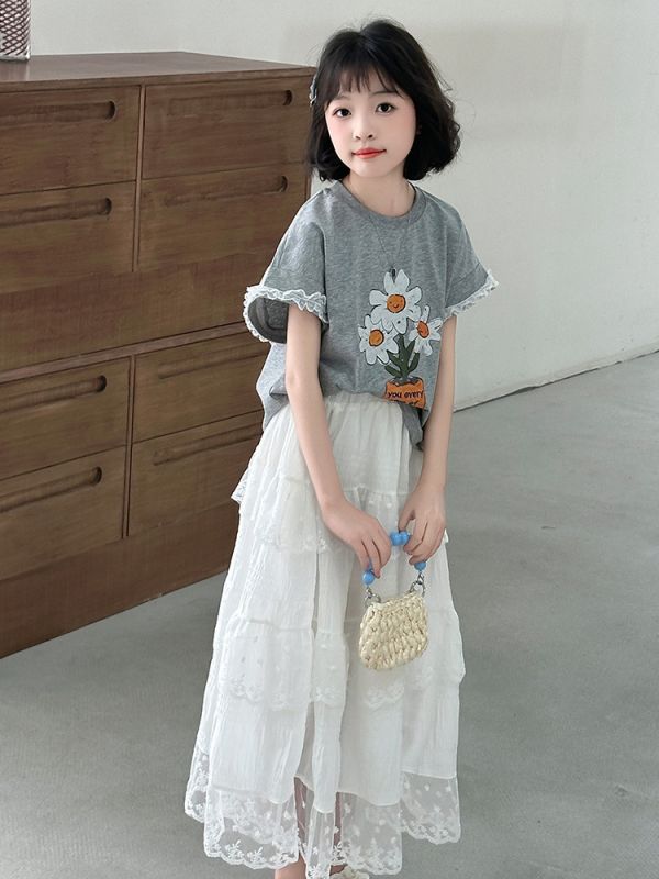 05052006┃夏〃花朵上衣蕾絲裙套裝┃120-170┃250526結單 