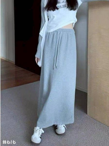 05110608┃秋冬〃616質感厚磅棉後開衩長裙 棉質長裙、鬆緊腰長裙、抽繩長裙、休閒長裙、厚棉裙、中長裙、直筒裙、秋冬裙、韓版長裙、百搭裙子