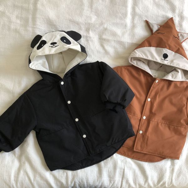 05111605┃兄妹家秋冬〃250669熊貓狐狸加絨外套┃80-150┃251125結單 兒童外套、加絨外套、冬季保暖外套、兒童連帽外套、熊熊外套、企鵝外套、可愛外套、兒童厚外套、男女童外套、卡通外套、兒童上衣、保暖刷毛、嬰幼童外套