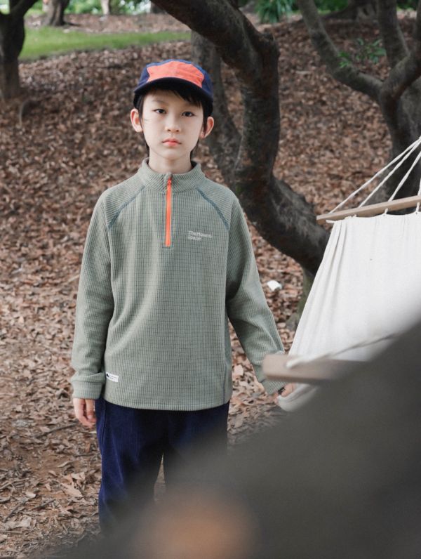 05110710┃猿寶家秋冬〃1339半拉鍊格絨上衣┃110-170┃251110結單 童裝立領上衣、山系打底衫、抓絨上衣、秋冬保暖、男童上衣、女童衛衣、韓版童裝、戶外童裝、登山風穿搭