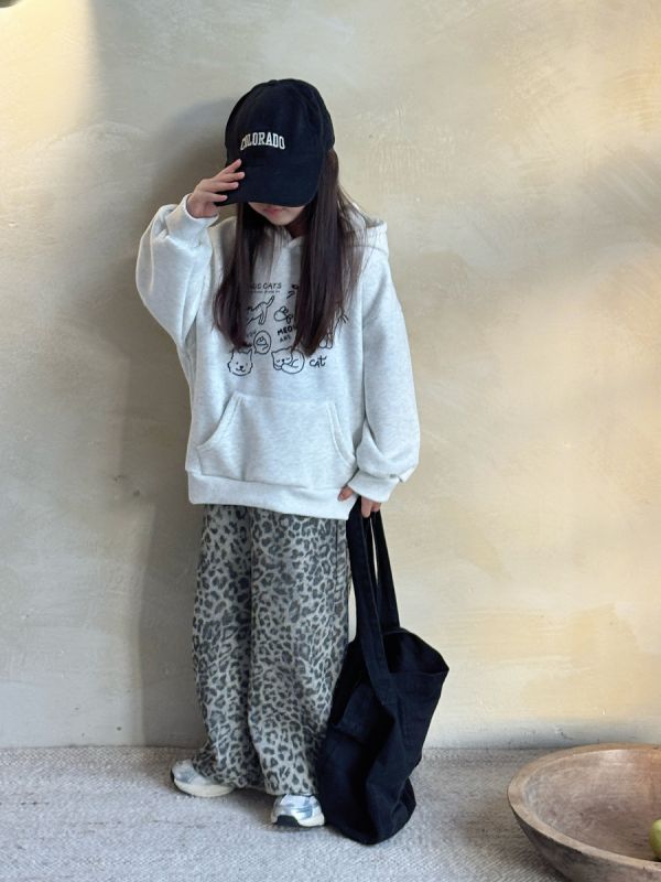 05120401｜小瑜家秋冬〃豹紋加絨休閒褲｜90-150 女童長褲, 豹紋童裝, 寬褲童裝, 鬆緊腰童褲, 秋冬童裝, 休閒童褲, 百搭童裝, 灰豹紋長褲, 女童褲子, 日系童裝