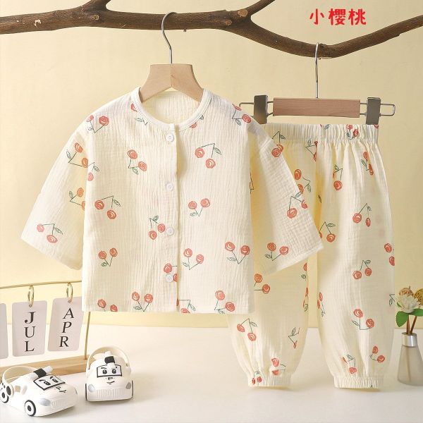 05111001┃秋〃棉紗居家服套裝┃80-140 純棉紗套裝、兒童睡衣、兩用檔睡衣、氣睡衣、春秋寶寶衣、兒童家居服套裝