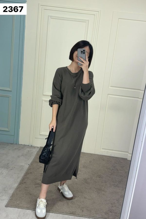 05112808｜秋冬〃2367三色針織長洋裝｜F 長版洋裝、針織洋裝、秋冬洋裝、寬鬆洋裝、保暖長裙、連身裙、百搭長洋、顯瘦洋裝