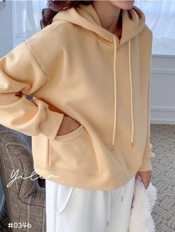 05120710｜秋冬〃0346日常感短版連帽上衣｜F 刷毛帽T, 短版衛衣, 連帽上衣, 韓系帽T, 顯瘦上衣, 短版穿搭, 休閒帽T, 秋冬上衣, 百搭上衣