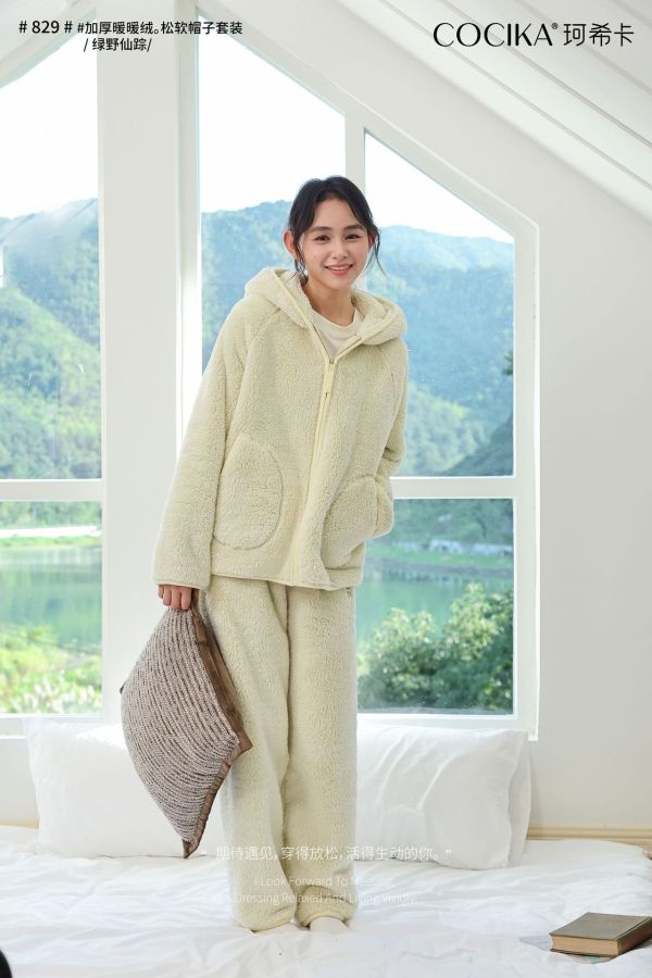 05110802┃冬〃暖暖絨連帽外套套裝┃F COCIKA、珂希卡、保暖套裝、居家服、睡衣套裝、絨毛套裝、帽T套裝、秋冬套裝、加厚絨套裝、法蘭絨睡衣、鬆軟帽T、家居套組、女款居家服、暖絨套裝、冬季睡衣、懶人套裝、雙面絨、絨毛衣褲