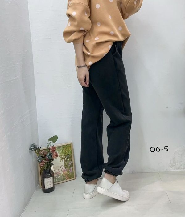 05110102┃秋冬〃065水洗黑色收口運動褲 厚刷毛長褲, 束口長褲, 鬆緊腰褲, 保暖褲, 秋冬長褲, 加厚長褲, 韓系褲, 寬鬆褲, 休閒長褲, 女生運動褲