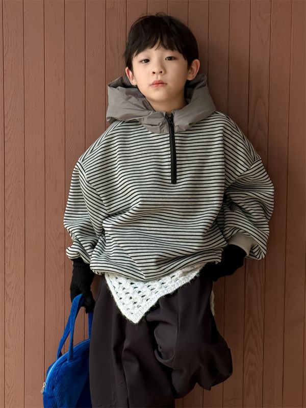 05112109｜HAHA家秋冬〃91136條紋拚棉加絨帽T｜100-160 男童連帽上衣
男童條紋上衣
加厚連帽衫
男童秋冬長袖
寬鬆版男童衣
100-160童裝男
拼接棉服帽T
男童保暖上衣
韓版男童上衣
秋冬新款童裝