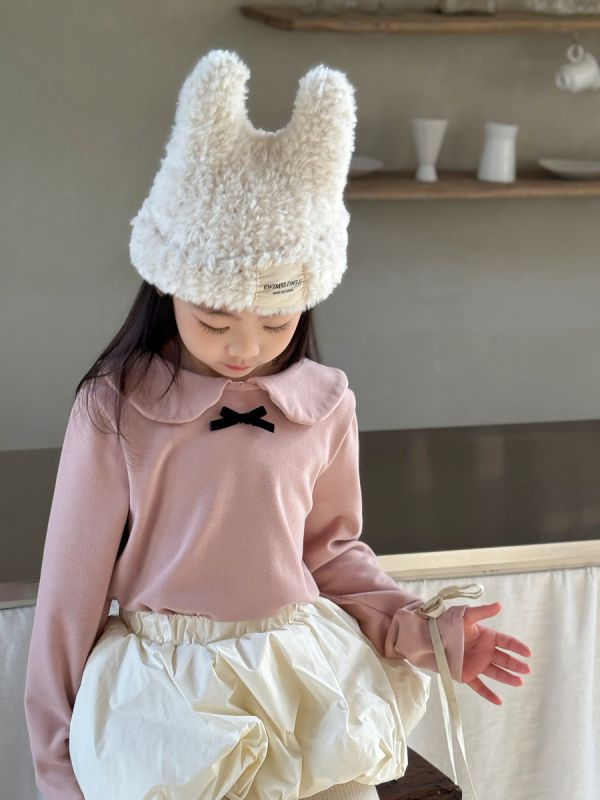 05120303｜小瑜家秋冬〃兩色奧絨學院風娃娃領上衣｜90-150 童裝上衣, 女童長袖, 半高領上衣, 刷毛上衣, 保暖內搭, 冬季童裝, 小童上衣, 韓系童裝, 氣質蝴蝶結, 90-150童裝