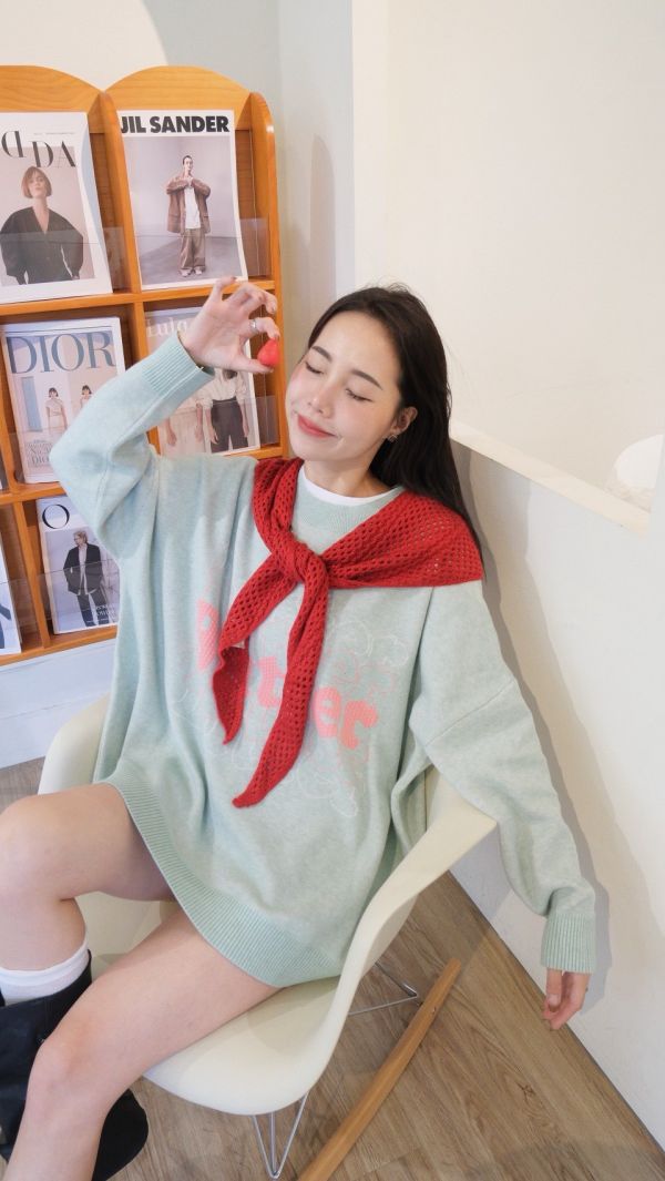 05110101┃秋冬〃23263五色包芯紗字母毛衣 字母毛衣, 針織上衣, 韓系毛衣, 寬鬆毛衣, 圓領毛衣, 保暖上衣, 秋冬針織, 彩色毛衣, 可愛毛衣, 女生毛衣