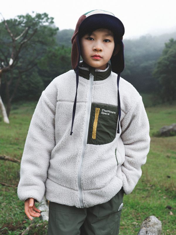 05121103｜秋冬〃7039四色山系羊羔絨外套｜100-170 兒童外套, 顆粒絨外套, 刷毛外套, 保暖外套, 山系童裝, 撞色外套, 戶外外套, 立領外套, 冬季童裝, 中大童外套