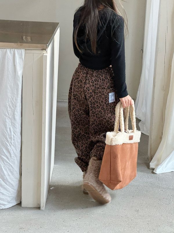 05120309｜小瑜家秋冬〃豹紋加絨褲｜90-150 女童長褲, 豹紋童裝, 寬褲童裝, 鬆緊腰童褲, 秋冬童裝, 休閒童褲, 百搭童裝, 日系童裝, 可愛童裝, 女童褲子