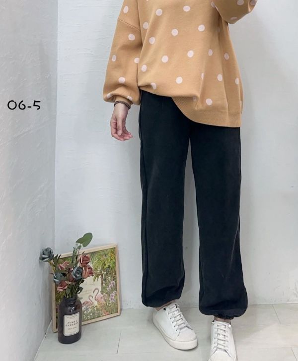 05110102┃秋冬〃065水洗黑色收口運動褲 厚刷毛長褲, 束口長褲, 鬆緊腰褲, 保暖褲, 秋冬長褲, 加厚長褲, 韓系褲, 寬鬆褲, 休閒長褲, 女生運動褲