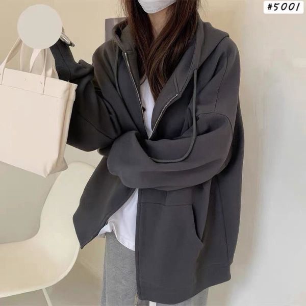 05112210｜秋冬〃5001加厚刷毛連帽外套｜F 加絨外套, 刷毛外套, 連帽拉鍊外套, 秋冬外套, 寬鬆帽T, 五色外套, 保暖外套, 奶杏外套, 灰色外套, 黑色帽T, 韓系外套