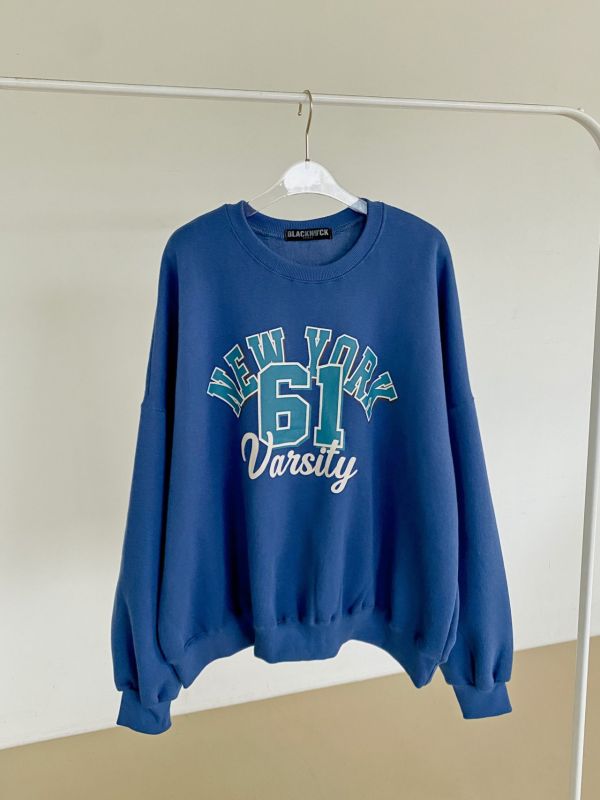 韓┃N9〃三色加絨數字61大學T┃F 韓國風大學T, 女生加絨上衣, NEW YORK衛衣, 字母印花上衣, 寬鬆圓領T, 韓系穿搭, 加厚衛衣, 女裝秋冬上衣, 奶白衛衣, 粉紫衛衣, 寶藍上衣, 韓系學院風, 大陸製女裝, 保暖長袖T, 女生寬鬆上衣