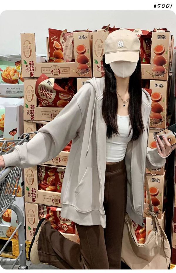 05112210｜秋冬〃5001加厚刷毛連帽外套｜F 加絨外套, 刷毛外套, 連帽拉鍊外套, 秋冬外套, 寬鬆帽T, 五色外套, 保暖外套, 奶杏外套, 灰色外套, 黑色帽T, 韓系外套