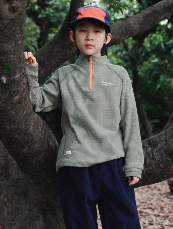 05110710┃猿寶家秋冬〃1339半拉鍊格絨上衣┃110-170┃251110結單 童裝立領上衣、山系打底衫、抓絨上衣、秋冬保暖、男童上衣、女童衛衣、韓版童裝、戶外童裝、登山風穿搭