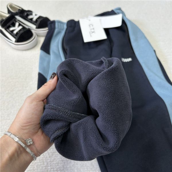 05121205｜CTX家秋冬〃2582兩色撞色邊條加絨運動褲｜110-165 拼接衛褲, 加絨衛褲, 童裝長褲, 男童運動褲, 女童運動褲, 內刷毛褲, 秋冬童褲, 寬鬆童褲, 保暖運動褲, OUTDOOR童裝