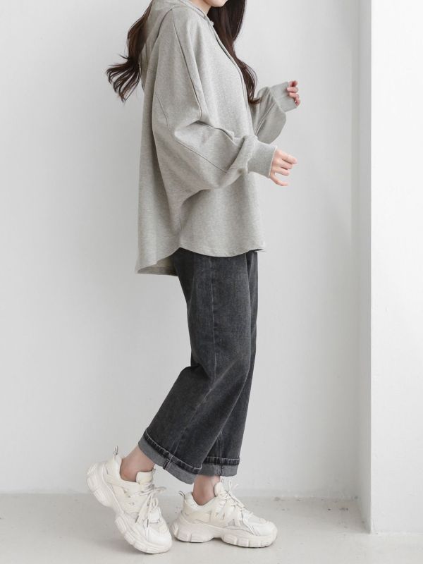 韓┃AMI〃三色斗篷連帽T┃F 連帽上衣, 寬版帽T, 落肩剪裁, 慵懶風上衣, 彈性棉質, 基本款帽T, 女生休閒穿搭, 秋冬帽T, 居家帽T, 百搭連帽上衣