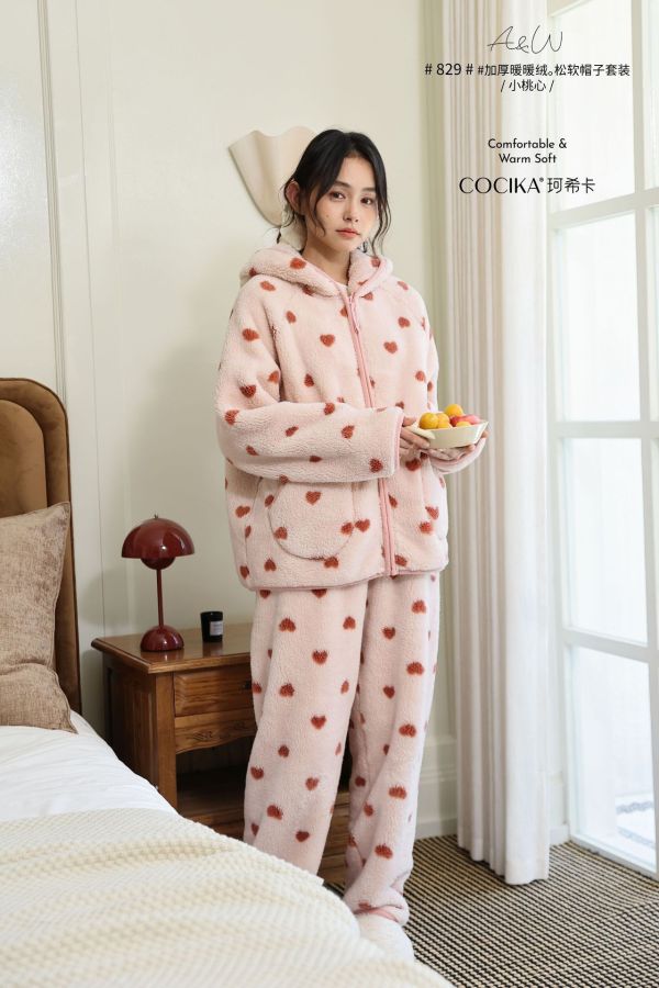 05110802┃冬〃暖暖絨連帽外套套裝┃F COCIKA、珂希卡、保暖套裝、居家服、睡衣套裝、絨毛套裝、帽T套裝、秋冬套裝、加厚絨套裝、法蘭絨睡衣、鬆軟帽T、家居套組、女款居家服、暖絨套裝、冬季睡衣、懶人套裝、雙面絨、絨毛衣褲