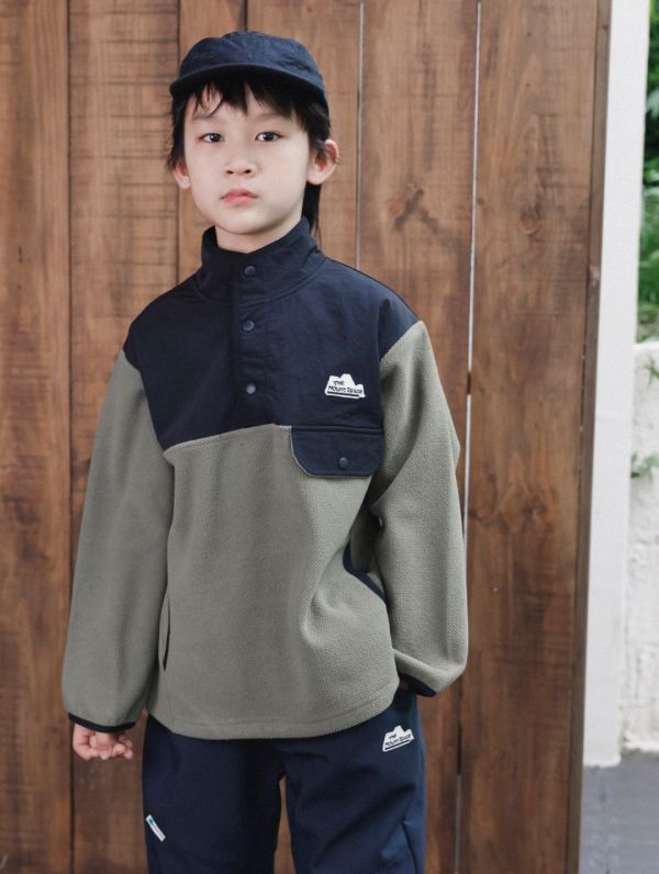 05121207｜猿寶秋冬〃8077撞色加絨立領上衣｜110-170 中大童上衣, 童裝刷毛上衣, 搖粒絨童裝, 立領童裝, 山系童裝, 戶外風童裝, 秋冬童裝, 保暖童裝, 半開襟上衣, 男童女童上衣