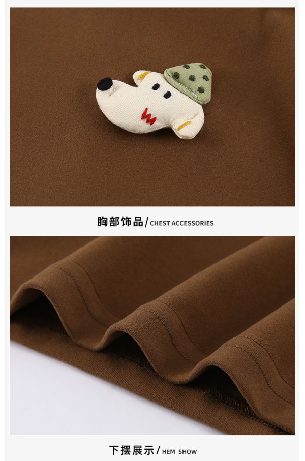 05111606┃兄妹家秋冬〃250649兩色德絨半高領公仔內搭衫┃80-150 兒童高領上衣、兒童內搭、薄刷毛上衣、刺繡上衣、蘑菇上衣、小狗刺繡、兒童長袖、幼童上衣、秋冬內搭、親膚棉T、男女童上衣、兒童保暖上衣