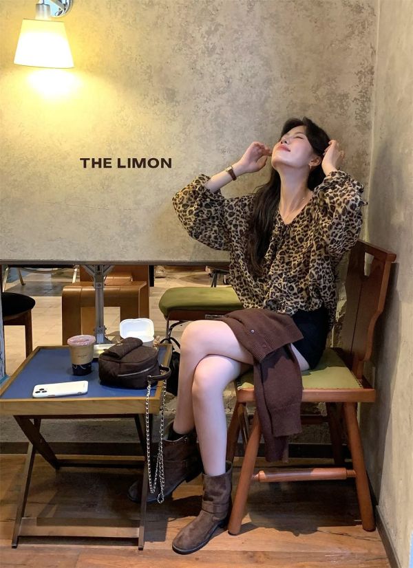 05081107┃LEMON秋〃9066荷葉邊豹紋襯衫┃F┃250825結單 