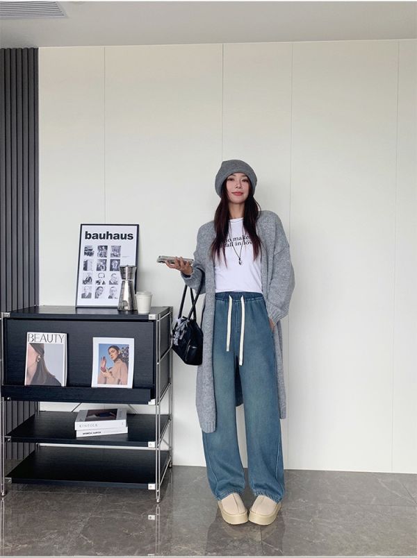 05112709｜冬〃加絨天絲彎刀牛仔褲｜S-XL 加絨褲 變刀褲 女裝牛仔褲 保暖褲 冬季褲子 高密短絨 寬鬆顯瘦