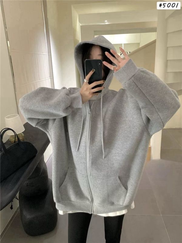05112210｜秋冬〃5001加厚刷毛連帽外套｜F 加絨外套, 刷毛外套, 連帽拉鍊外套, 秋冬外套, 寬鬆帽T, 五色外套, 保暖外套, 奶杏外套, 灰色外套, 黑色帽T, 韓系外套