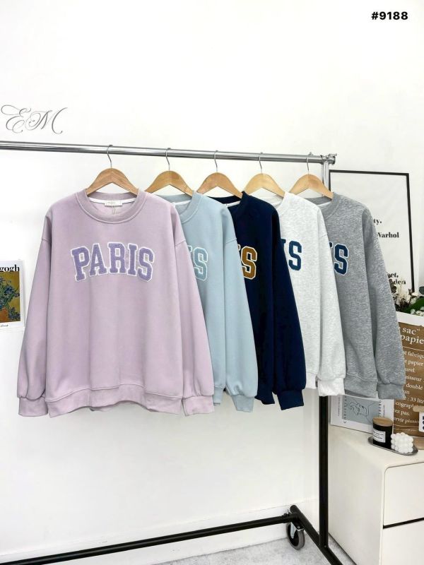 05112208｜秋冬〃9188PARIS立體繡字T｜F 大學T, 字母上衣, 毛巾刺繡T, 寬鬆衛衣, 秋冬上衣, PARIS 上衣, 五色上衣, 韓系大學T, 情侶大學T, 棉質上衣, 紫色大學T, 灰色衛衣