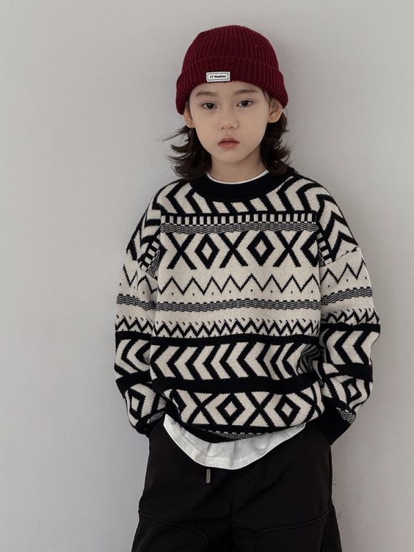 05111109┃TM家秋冬〃8956拼色波浪紋針織毛衣┃120-170 菱格毛衣, 童裝毛衣, 韓系針織衫, 大陸製童裝, 秋冬毛衣, 圓領針織衫, 保暖上衣, 男童女童毛衣, 韓系童裝, 厚毛衣, 寬鬆針織衣, 幾何毛衣, 韓風長袖上衣, 秋冬童裝新品, 溫暖針織毛衣**